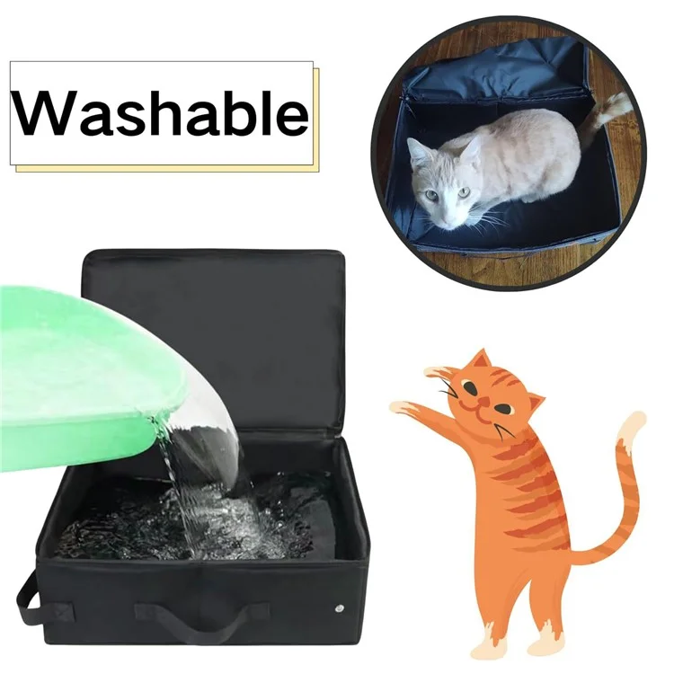 Lettiera Portatile per Gatti da Viaggio con Coperchio Chiuso con Zip Impermeabile Pieghevole per Auto Senza Perdite