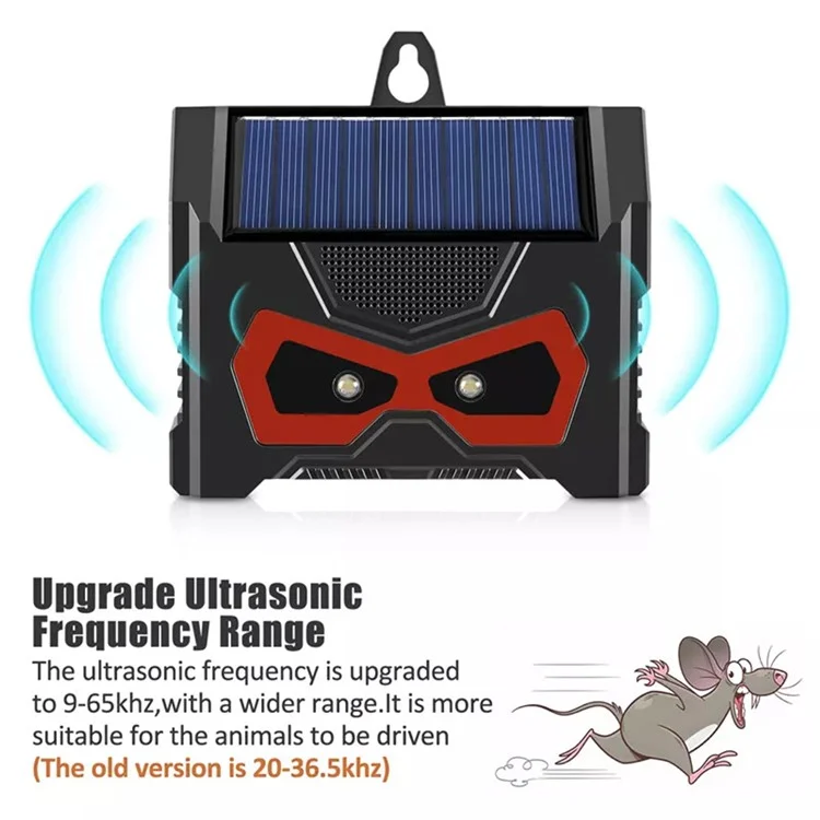 SJZ059 Répulsif solaire à LED Éclat Répulsif animal Ultrasonique Répulsif rongeurs Appareil extérieur