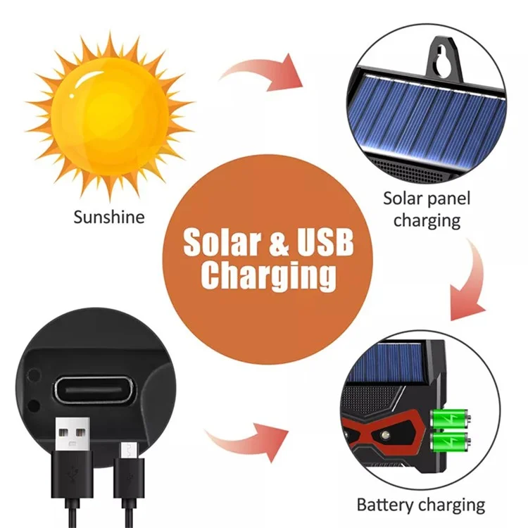 SJZ059 Répulsif solaire à LED Éclat Répulsif animal Ultrasonique Répulsif rongeurs Appareil extérieur