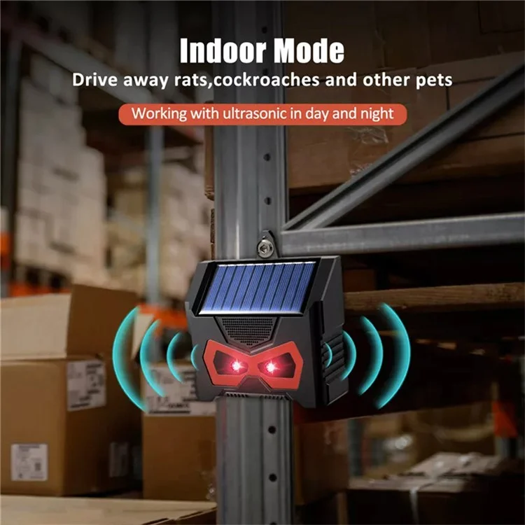 SJZ059 Répulsif solaire à LED Éclat Répulsif animal Ultrasonique Répulsif rongeurs Appareil extérieur