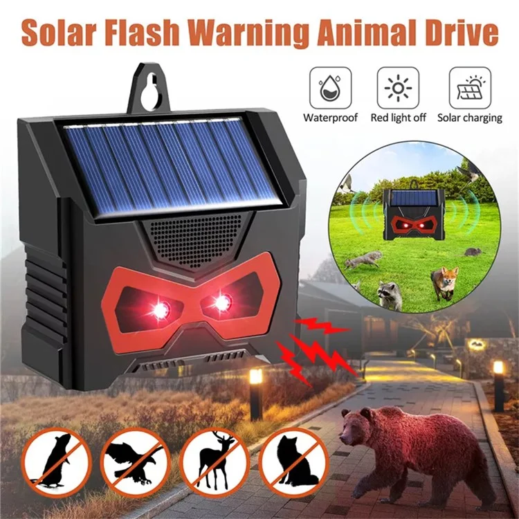 SJZ059 Répulsif solaire à LED Éclat Répulsif animal Ultrasonique Répulsif rongeurs Appareil extérieur