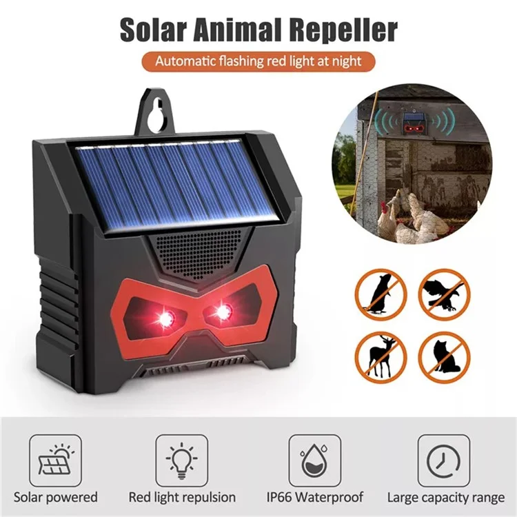 SJZ059 Répulsif solaire à LED Éclat Répulsif animal Ultrasonique Répulsif rongeurs Appareil extérieur