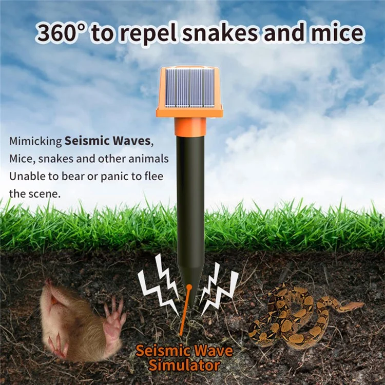 SJZ057 4 Pcs Répulsif Solaire Extérieur à LED pour Souris et Serpents, Conversion de Fréquence Ultrasonique 40-1000 Hz