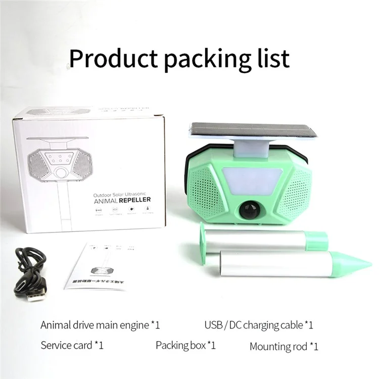 SJZ-028-2 Solar Powered Ultrasonic Animal Repellent LED Strobe For Mice Cats Birds Pest Control