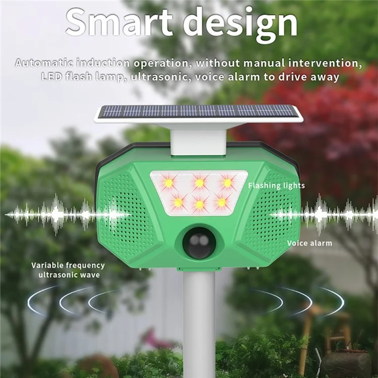 SJZ-028-2 Solar Powered Ultrasonic Animal Repellent LED Strobe For Mice Cats Birds Pest Control
