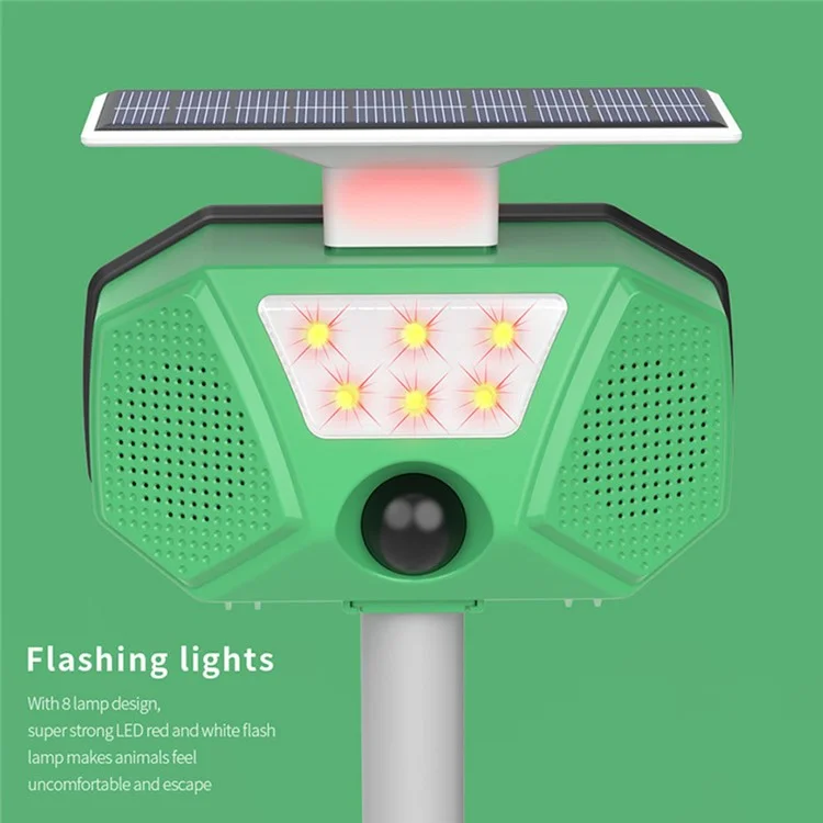SJZ-028-2 Solar Powered Ultrasonic Animal Repellent LED Strobe For Mice Cats Birds Pest Control