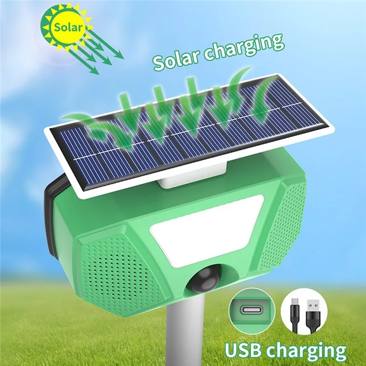 SJZ-028-2 Solar Powered Ultrasonic Animal Repellent LED Strobe For Mice Cats Birds Pest Control