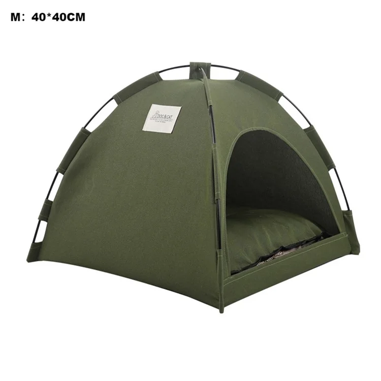 DOG & KATZE Outdoor Haustier-Zelt Atmungsaktiv Faltbar Haustier-Käfig M 40 x 40 CM Für Haustiere Unter 10 Pfund Tragbare Reisebett - Armeegrün