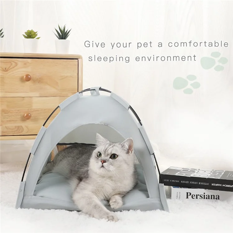 Tienda para Mascotas DOG & CAT Plegable y Transpirable M 40 x 40 CM para Mascotas hasta 10 Libras - Cama de Viaje Portátil - Gris Claro