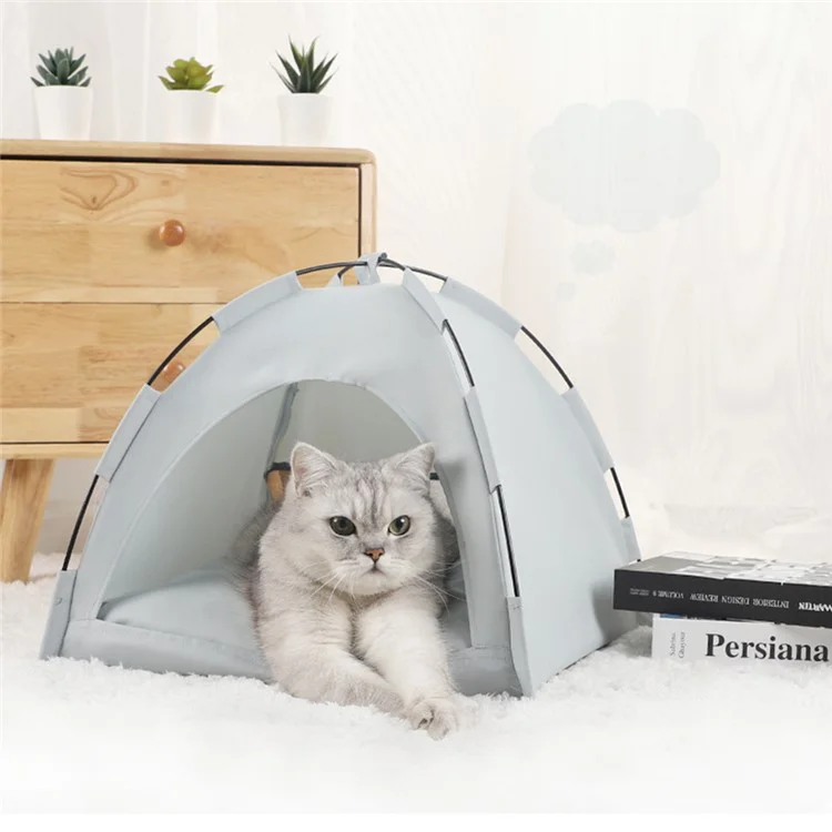 Tienda para Mascotas DOG & CAT Plegable y Transpirable M 40 x 40 CM para Mascotas hasta 10 Libras - Cama de Viaje Portátil - Gris Claro