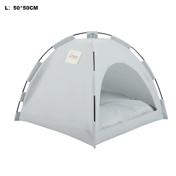 Tenda per Cani e Gatti all'Aperto, Pieghevole e Traspirante, Gabbia per Animali L 50 x 50 CM per Animali fino a 7 Kg, Letto da Viaggio Portatile - Verde Militare - Grigio Chiaro