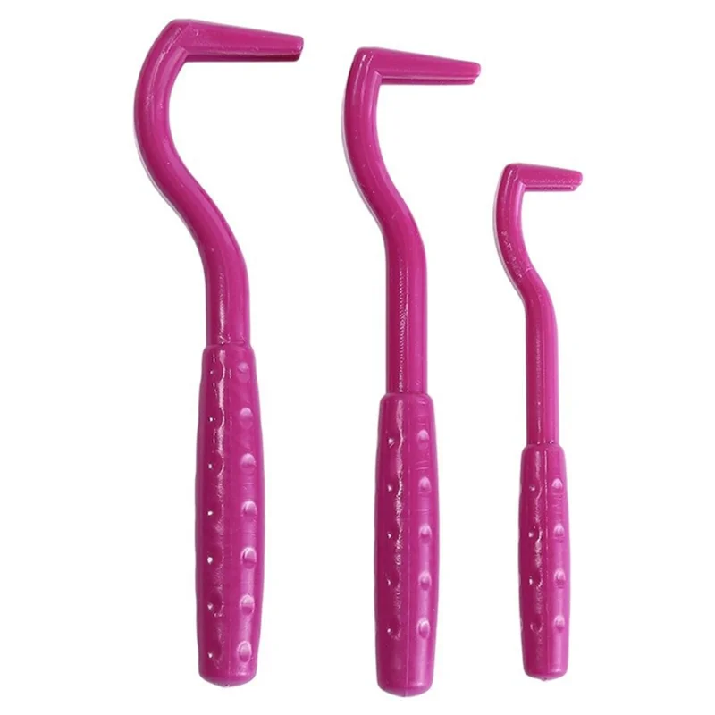 3Pcs / Set Plastic Tick Pliers for Dogs Cats Gift Tick Remover Hook Pet Mite Flea Extractor - Dark Purple