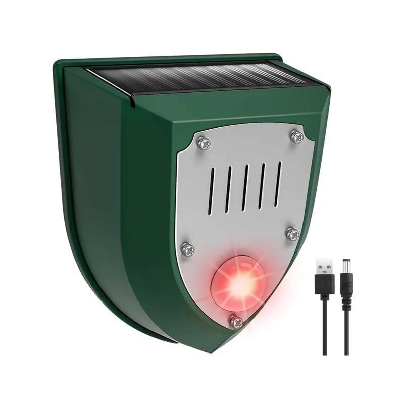 N911M Repellente Solare Ultrasonico per Cinghiali / Lupi / Volpi con Sensore di Movimento e Allarme LED Lampeggiante Rosso