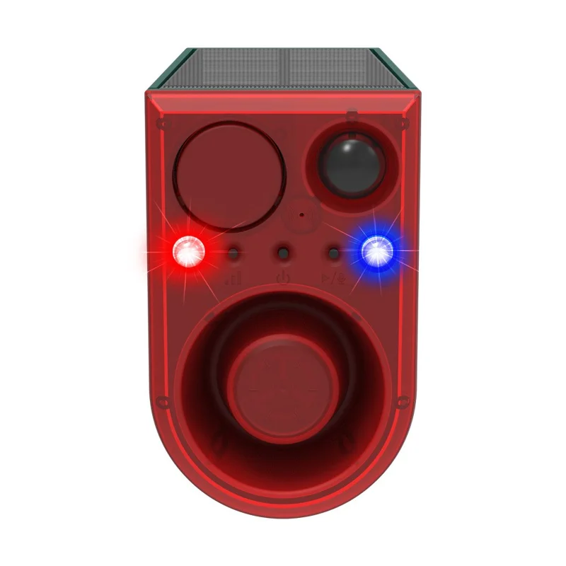 N911J Repelente Solar para Animales con Modo Doble: Voz y Ultrasónico, con Sensor de Movimiento y Luz Intermitente Roja y Azul