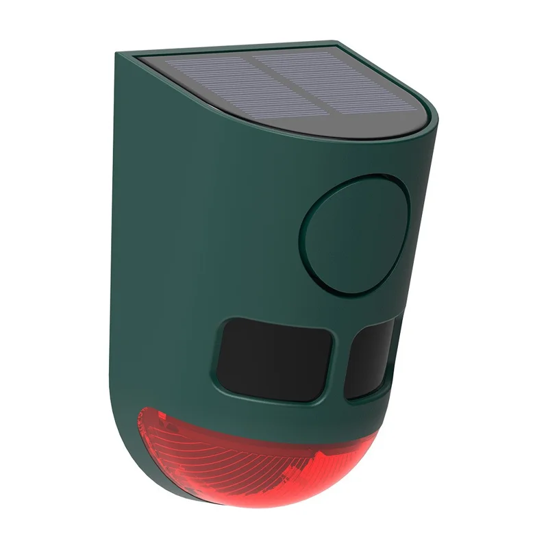 N911B Répulsif à Ultrasons Solaire pour Animaux avec Capteur de Mouvement Infrarouge et Alarme Sonore Lumineuse pour Oiseaux et Nuisibles d'Extérieur