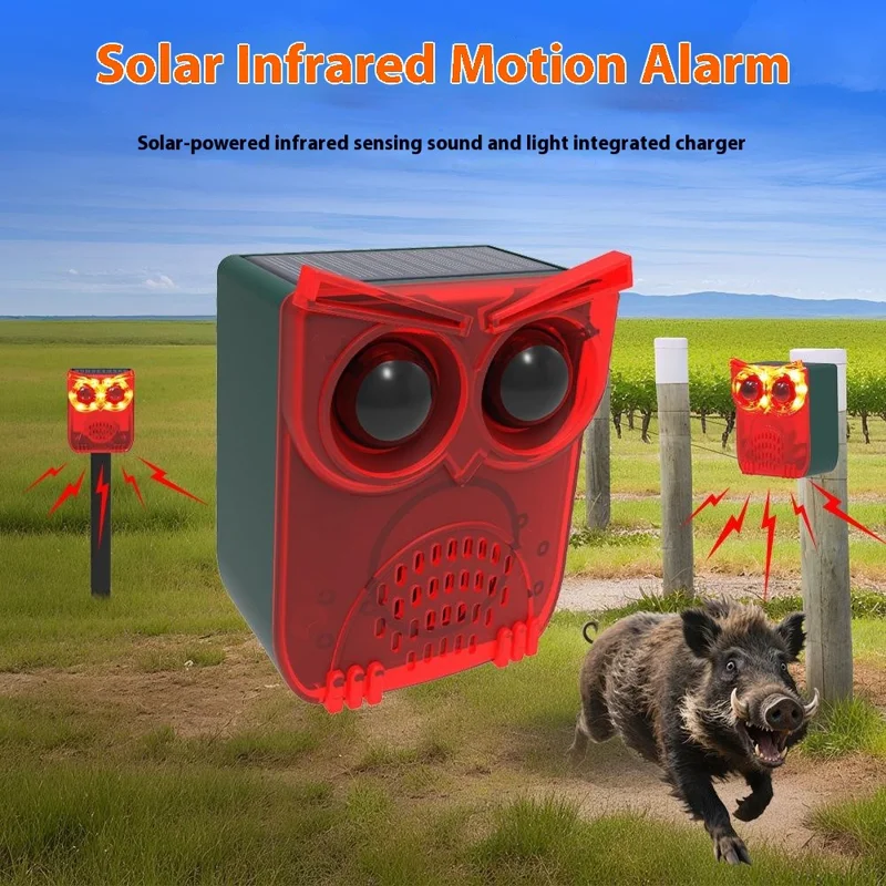 N912A 2 Peças Repelente Solar de Animais Selvagens com 12 Sons para Fazenda e Pomar, Sensor de Movimento por Infravermelho
