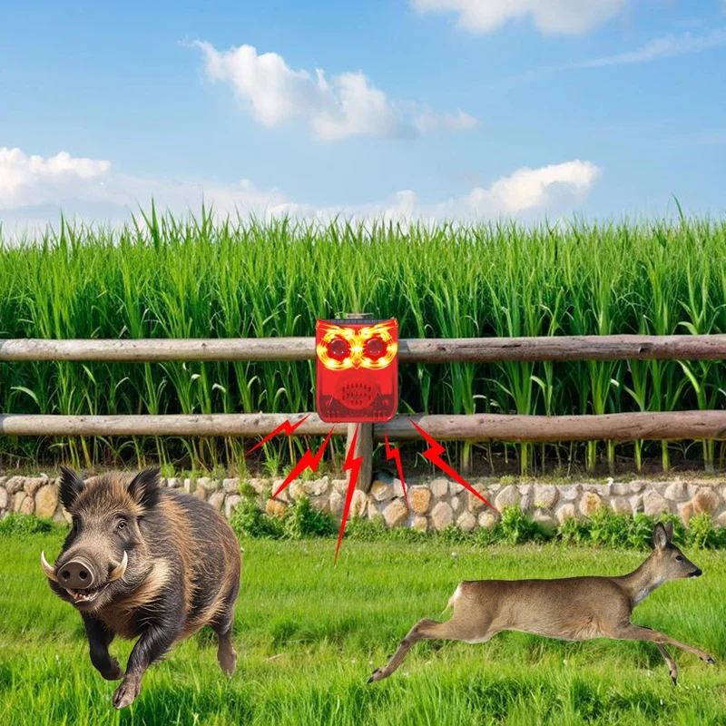 N912A 2 Peças Repelente Solar de Animais Selvagens com 12 Sons para Fazenda e Pomar, Sensor de Movimento por Infravermelho