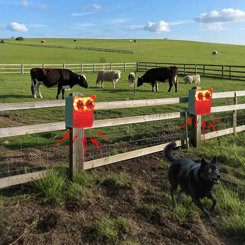 N912A 2 Peças Repelente Solar de Animais Selvagens com 12 Sons para Fazenda e Pomar, Sensor de Movimento por Infravermelho