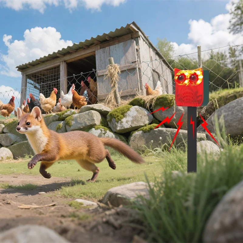 N912A 2 Peças Repelente Solar de Animais Selvagens com 12 Sons para Fazenda e Pomar, Sensor de Movimento por Infravermelho