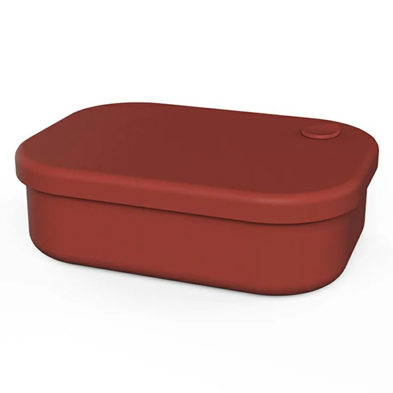 Leak Proof Silicone Lunch Box Microwave Safe Compartmentalized Food Storage Container (BPA Free, FDA / CPC / LFGB Certified) - Dark Red