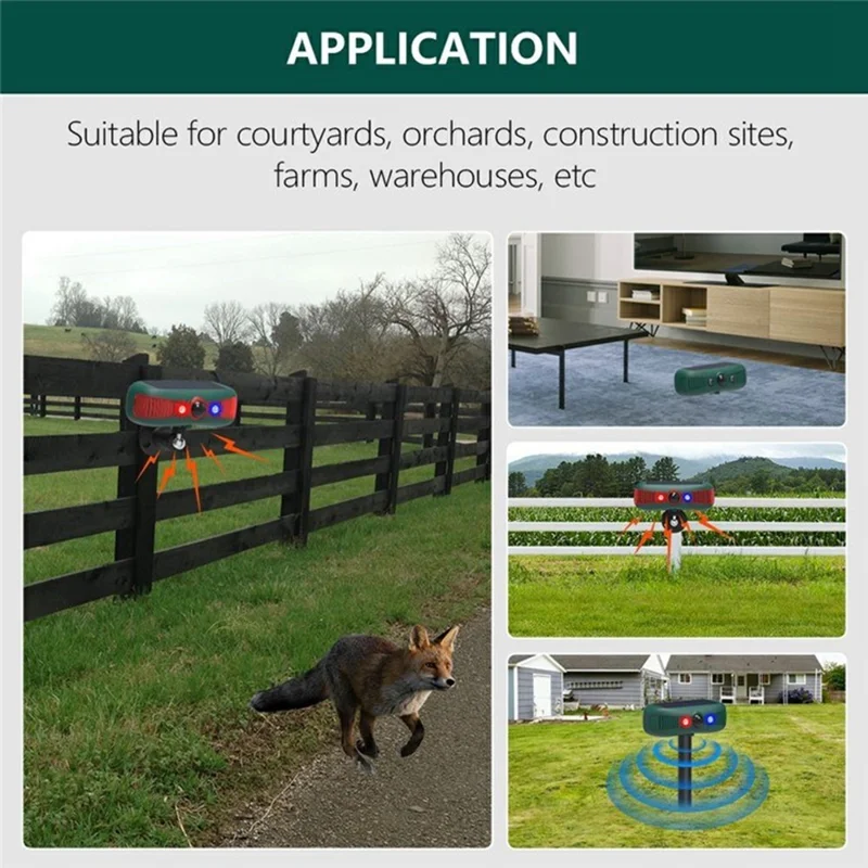 N911Y Solar Powered Alarm Infrared Motion Sensor Sound Light Warning High Frequency Animal Voice Repellent