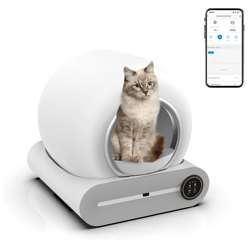 XM0098 Intelligenter Katzenklo mit Geruchskontrolle, automatisches Selbstreinigungs-Katzenklo, elektrisches Streuklo, EU-Stecker