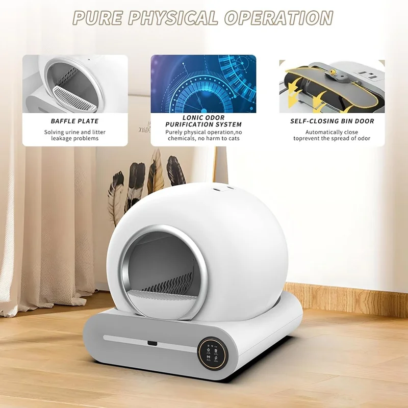 XM0098 Intelligenter Katzenklo mit Geruchskontrolle, automatisches Selbstreinigungs-Katzenklo, elektrisches Streuklo, EU-Stecker