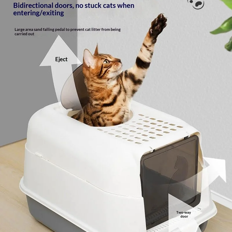 Top Entry Kunststoff-Katzenklo Anti-Geruch Spritzwassergeschützt Vollständig Umrahmt mit Streukratte - Orange