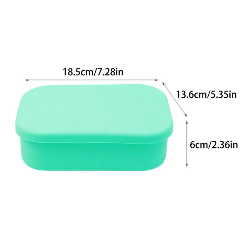 3-Compartments Silicone Lunch Box with Lid Microwave Safe Food Storage Container (BPA Free, No FDA) - Green