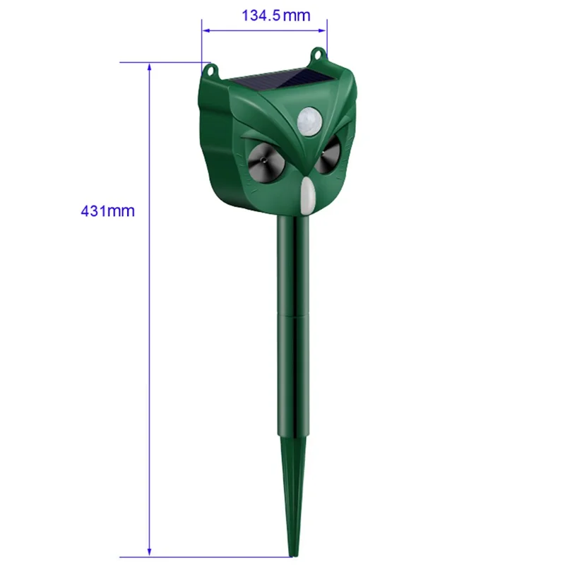 RC-546 Outdoor Solar Animal Repeller Ultrasonic PIR Motion Sensor 5 Modes 120dB Alarm LED Flash IPX4 Waterproof - Green