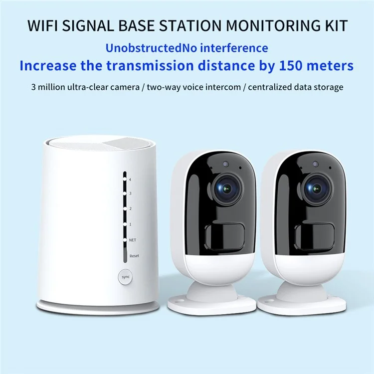 XF-F1 WiFi Base Station and 2 Cameras 3MP HD Indoor Outdoor Wireless Smart Home Camera with Night Vision Two-way Audio Function