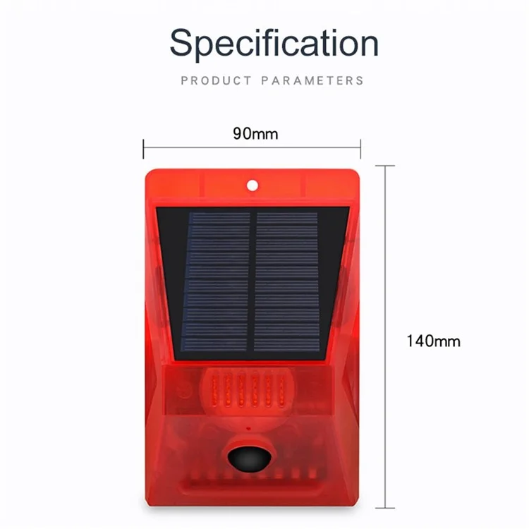 Capteur de mouvement solaire N911C Lampe d'alarme extérieure IP65 Étanche Ferme Jardin Répulsif animal Anti-vol Lampe de sécurité avec Télécommande