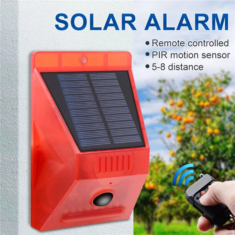 Capteur de mouvement solaire N911C Lampe d'alarme extérieure IP65 Étanche Ferme Jardin Répulsif animal Anti-vol Lampe de sécurité avec Télécommande