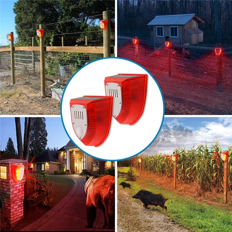 N911M Bewegungssensor Solar Alarm Licht IP65 Wasserdicht Bauernhof Garten Hundegebell Schussgeräusch Tiervertreiber Sicherheitslampe