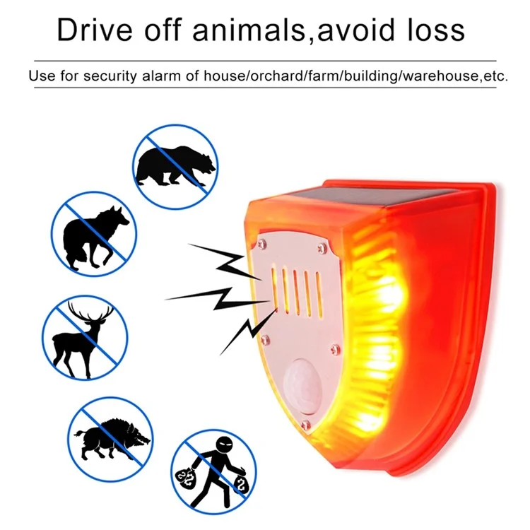 N911M Bewegungssensor Solar Alarm Licht IP65 Wasserdicht Bauernhof Garten Hundegebell Schussgeräusch Tiervertreiber Sicherheitslampe