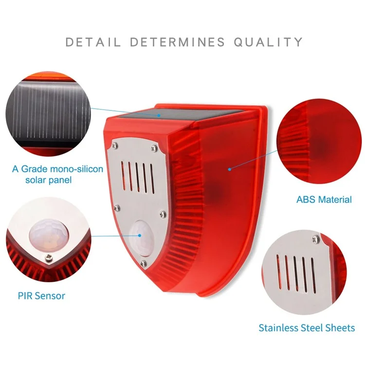 N911M Timing Type Solar Alarm Light IP65 Waterproof Outdoor Farm Garden Dog Barking Gunshot Sound Security Lamp