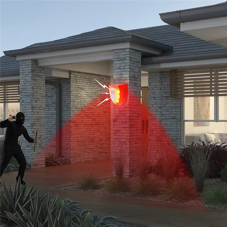 N911M Timing Type Solar Alarm Light IP65 Waterproof Outdoor Farm Garden Dog Barking Gunshot Sound Security Lamp