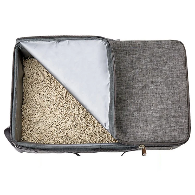 Caja de arena plegable para gatos QS-100 con tapa, caja de arena grande para mascotas con abertura superior y pala para arena de gato para uso en exteriores