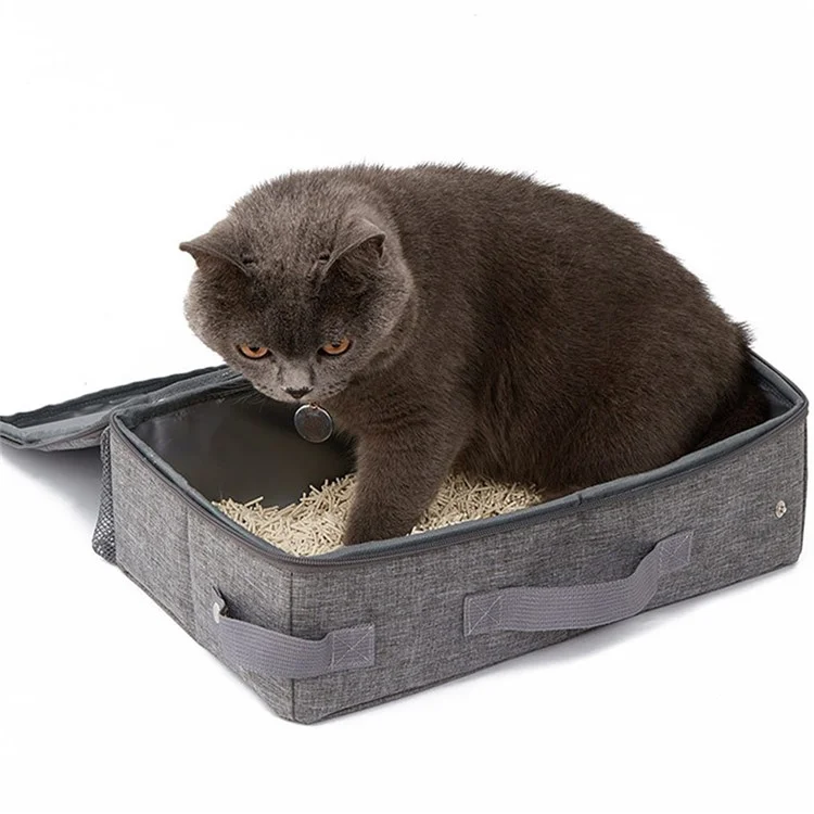 QS-100-L Large Cat Litter Box Outdoor Foldable Cat Litterbox Waterproof Pet Toilet Cat Litter Pan with Cat Litter Scoop