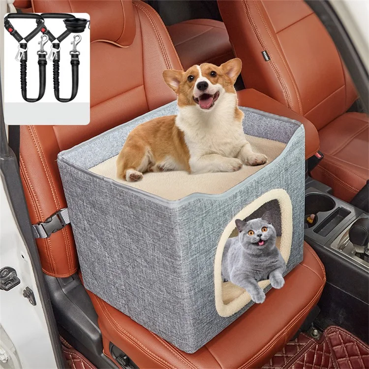 QS-101 Foldable Square Cat Sleeping House Scratcher Design Double Layer Semi-enclosed Kennel Pet Gift Home - Light Grey