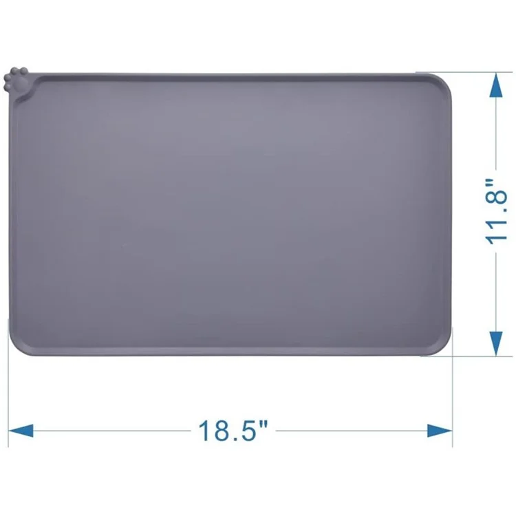 Tappetino Per Alimenti Per Alimenti Per Animali Domestici in Silicone Anti-slip Ciotola Per Alimentazione Impermeabile, 18,5 "x 11,8" - Grigio