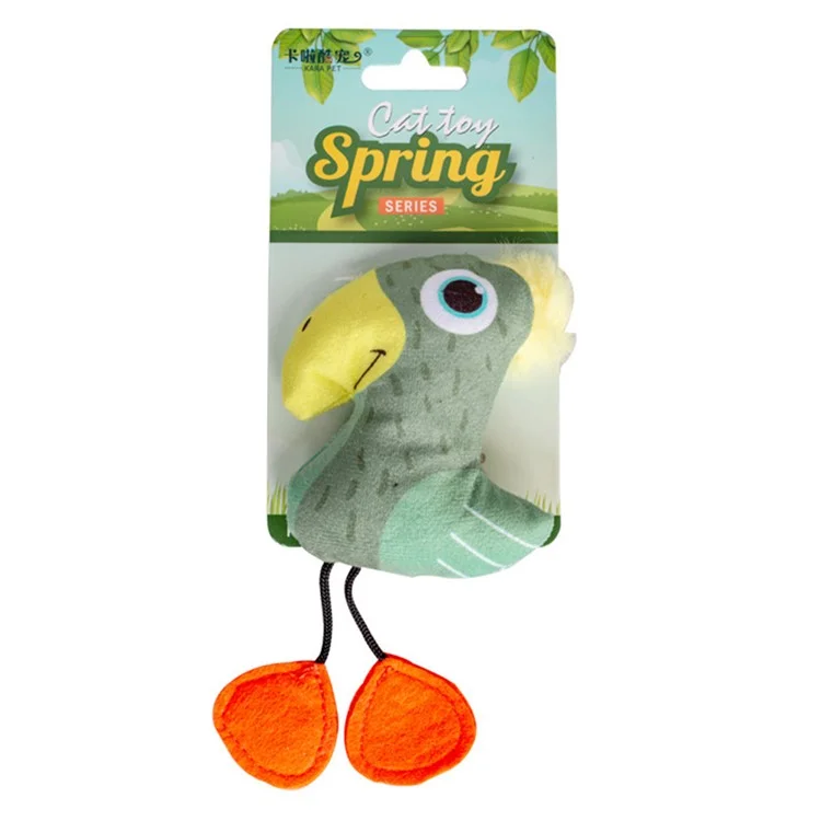 Cute Cartoon Plush Cat Toy Boredom Relief Pet Cat Chewing Toy with Catnip - Parrot