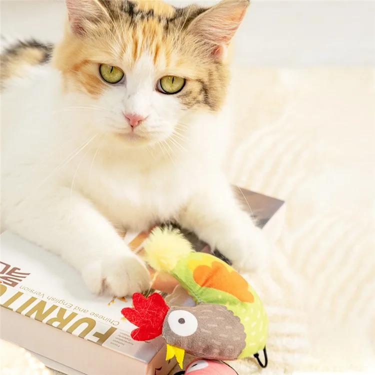 Cute Cartoon Plush Cat Toy Boredom Relief Pet Cat Chewing Toy with Catnip - Parrot