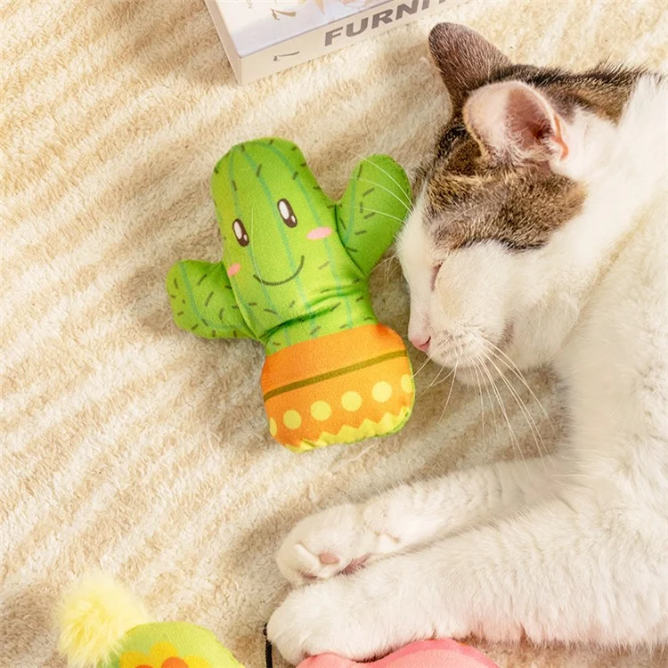 Cute Cartoon Plush Cat Toy Boredom Relief Pet Cat Chewing Toy with Catnip - Parrot