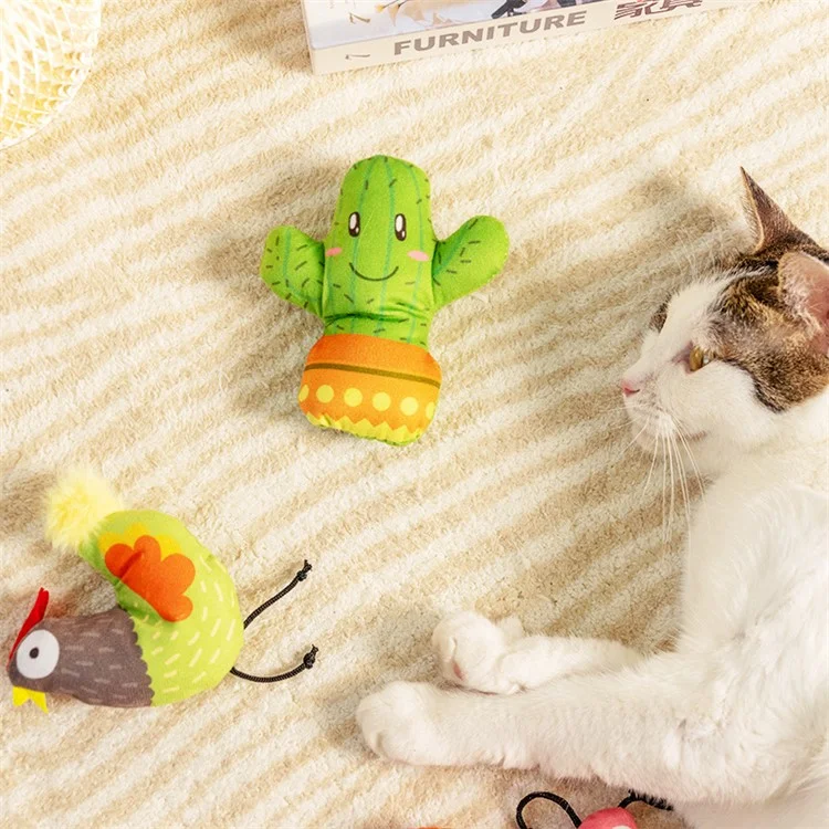 Cute Cartoon Plush Cat Toy Boredom Relief Pet Cat Chewing Toy with Catnip - Parrot