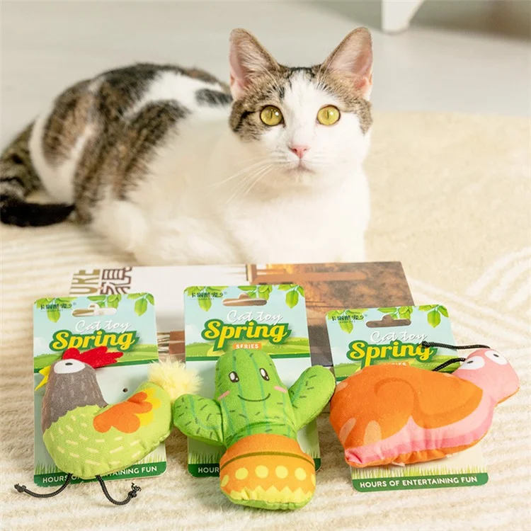 Cute Cartoon Plush Cat Toy Boredom Relief Pet Cat Chewing Toy with Catnip - Parrot