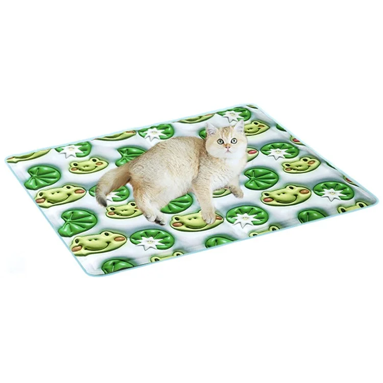 M Größe Cartoon PVC beschichteter Stoff+Gel-Bodenpolster Haustier-Nest Kissen Hund Katze Sommer Kühl-Matte - Frosch
