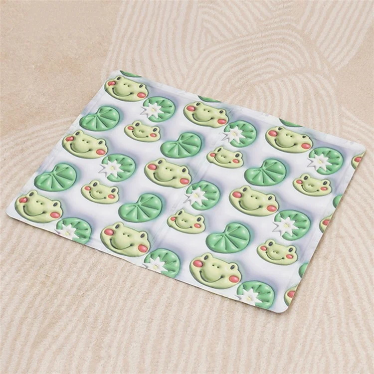 M Größe Cartoon PVC beschichteter Stoff+Gel-Bodenpolster Haustier-Nest Kissen Hund Katze Sommer Kühl-Matte - Frosch