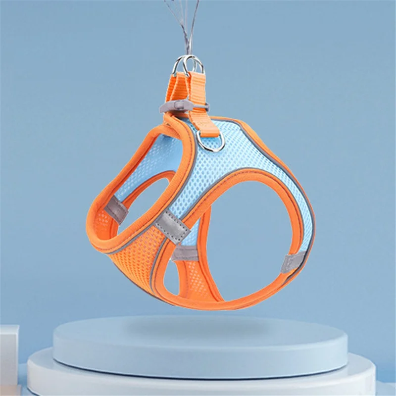 Outdoor Walking Pet Harness Breathable Mesh Adjustable Vest Gift with Leash for Cat Dog, Size XS - Pink