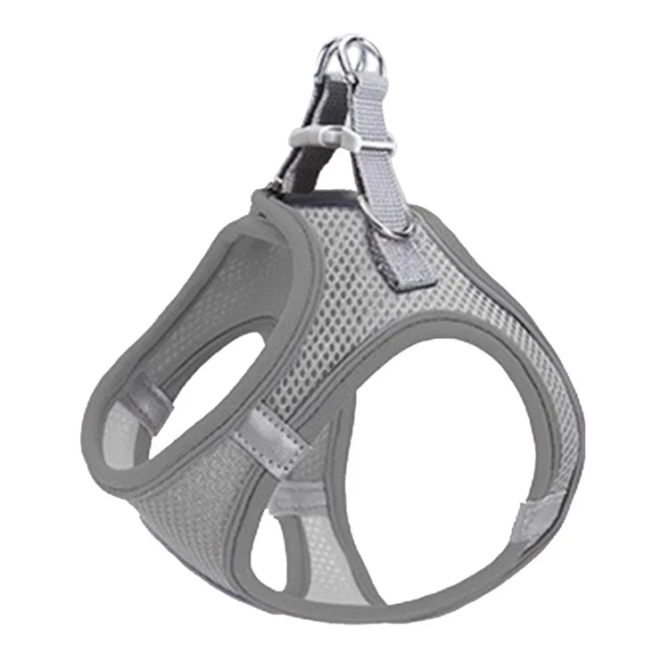Arnés reflectante de malla transpirable para perros y gatos, talla S - Gris lino